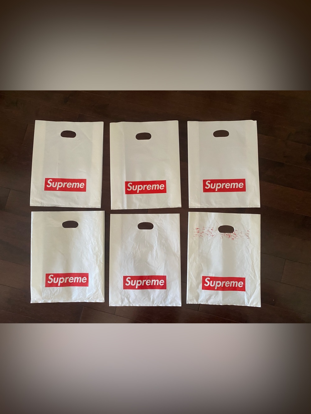 Supreme White Bags with Red Box Logo (Set of 6)